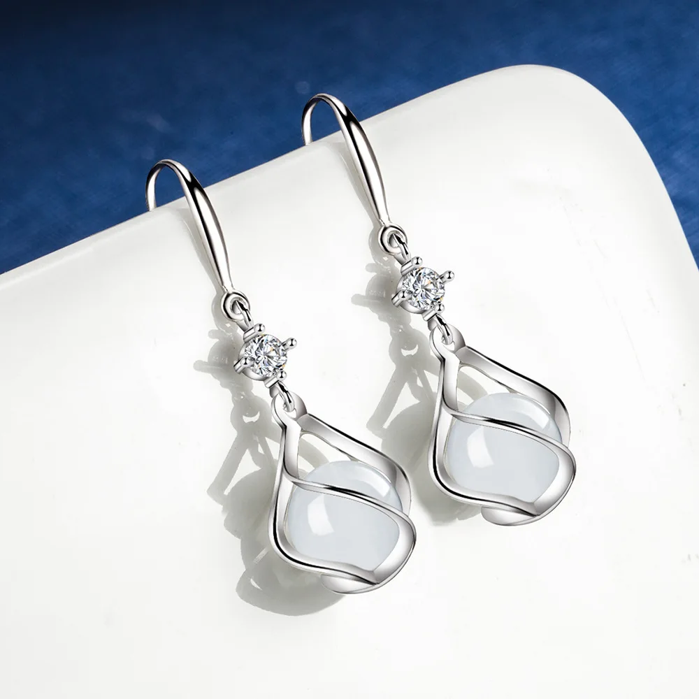 Opal Rhinestone Drop Earrings - Image 5