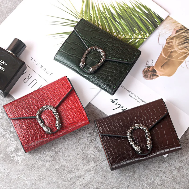 

Women's Wallet All-match Crocodile Leather Bag Retro Korean Short Style Multi-Card Case