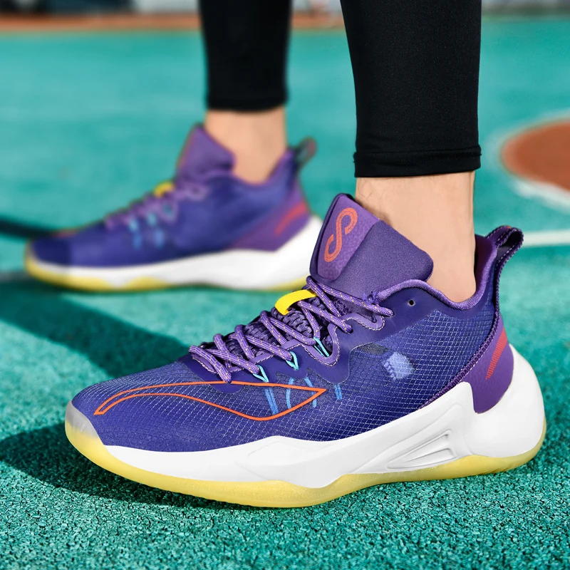 

Brand Good Quality Purple Men's Basketball Sneakers Anti-shock Designer Sneakers Men High-top Basketball Shoes chaussure basket