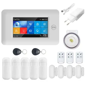 

1Set Wireless Home Security WIFI GSM GPRS Alarm System APP Remote Control RFID Card Arm Disarm Kit with Colorful Screen D08B