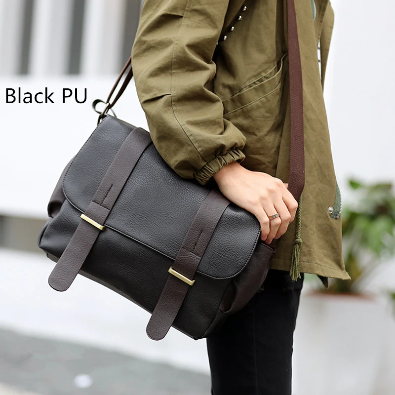 

Vintage Men's Briefcases Shoulder Bag Travel Crossbody Bags Causal Canvas Messenger Bag Patchwork Multi-function Laptop