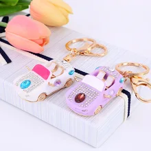 Стиль драгоценный камень автомобиля брелок создать цинк значение сплава кольцо для ключей с сумочкой кулон ремесла подарок оптом