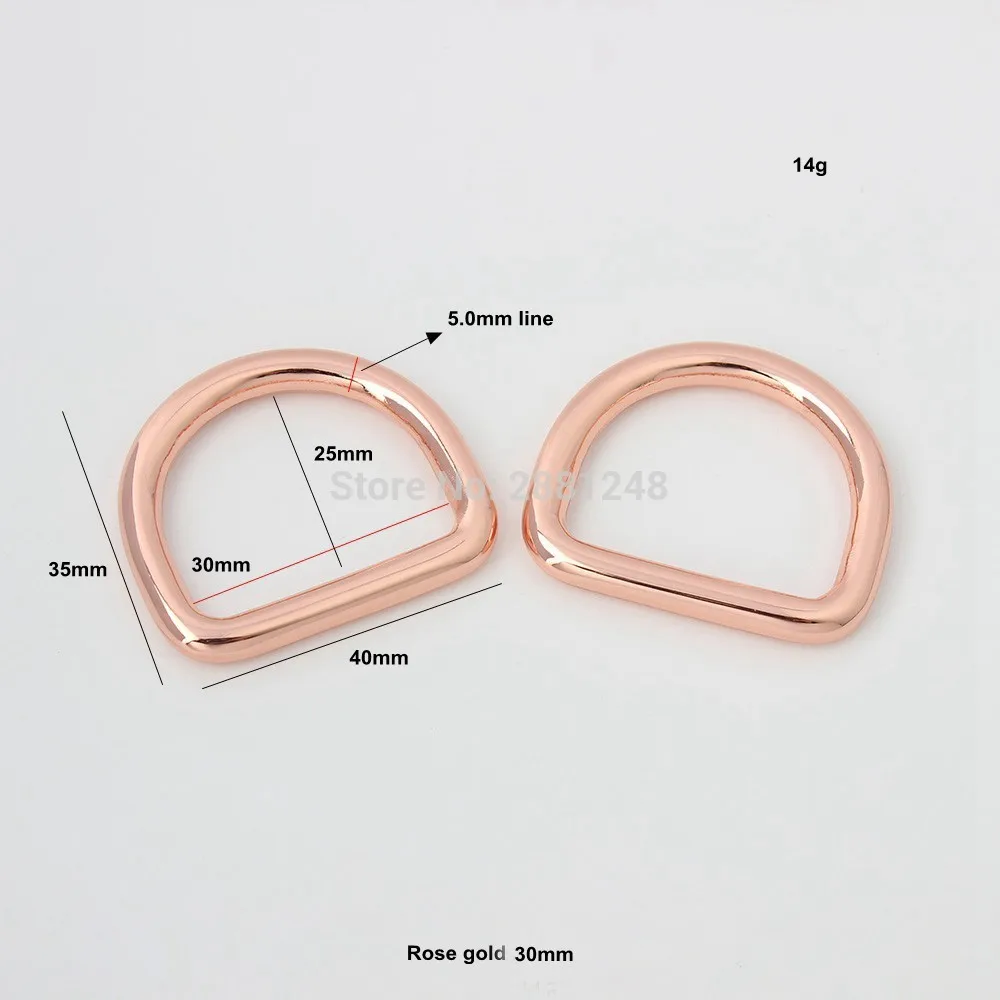 Rose Gold Polished Nickel DIY Bag Accessory Alloy Round Welded D Rings