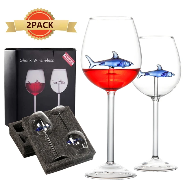 Shark wine glasses with shark inside Clearance