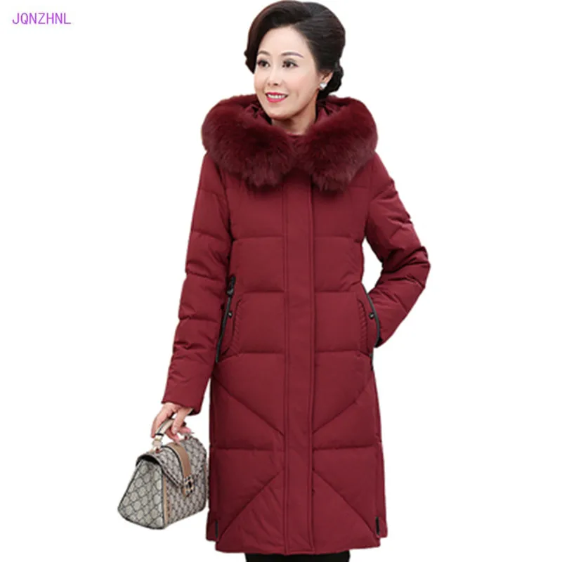 Middle-aged and old down jacket female super large size 12XL 13XL long winter Parker thick warm 90% white duck down jacket G1212