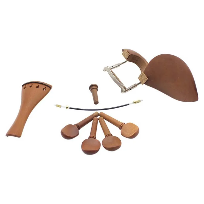 4/4 Violin Chin Rest Chinrest Jujube Wood with Tuning Peg Tailpiece Tailgut Endpin Violin Accessory Kit