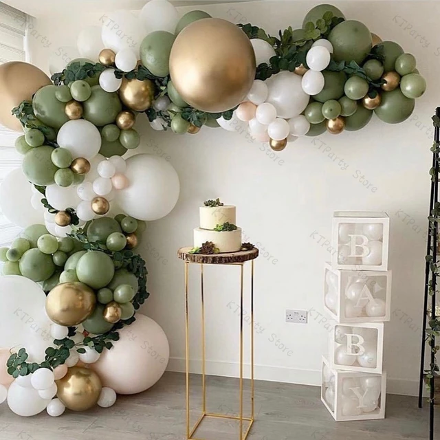 89pcs, Ensemble De Bagues De Fleurs De Ballon Vert Blanc Argenté Pour La  Décoration De Fête Danniversaire De Baptême, Accessoire Photo  Danniversaire, Arrangement De Décoration De Scène De Fête Danniversaire  Danniversaire, Décoration