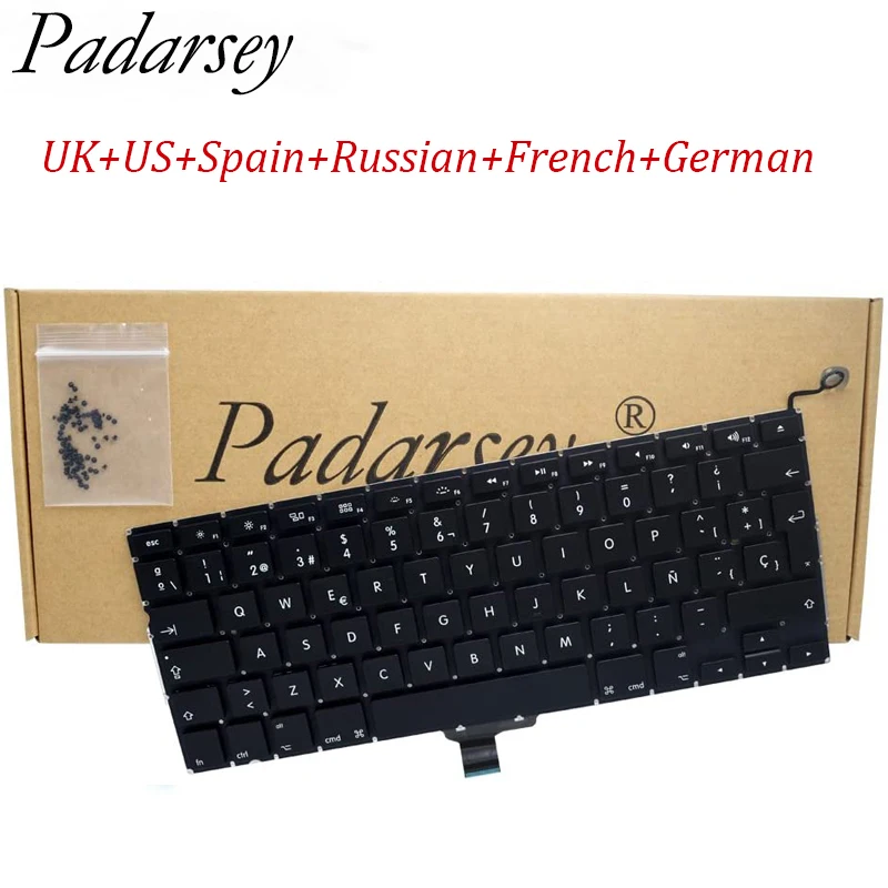 

Pardarsey New US UK Spain French Ru Backlight Backlit Keyboard with Screws for MacBook Pro Unibody 13.3" A1278 2008-2015 Year