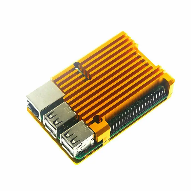 Топ для Raspberry Pi 3 Model B+ алюминиевый чехол с двойным охлаждающим вентилятором металлический корпус Золотой корпус для Raspberry Pi 3 Model B