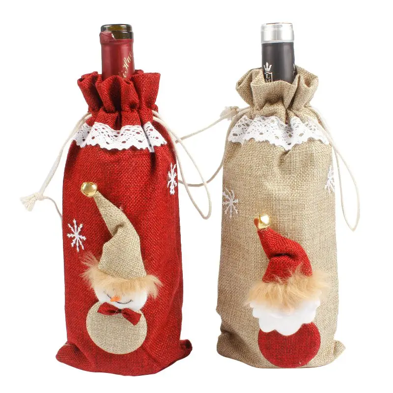 Санта-Клаус, снеговик для бутылки, крышка, Рождественская винная бутылка, Декор, набор, Рождественское украшение для дома, кухни, ужин, год, Рождество - Цвет: 30x14cm 2pcs