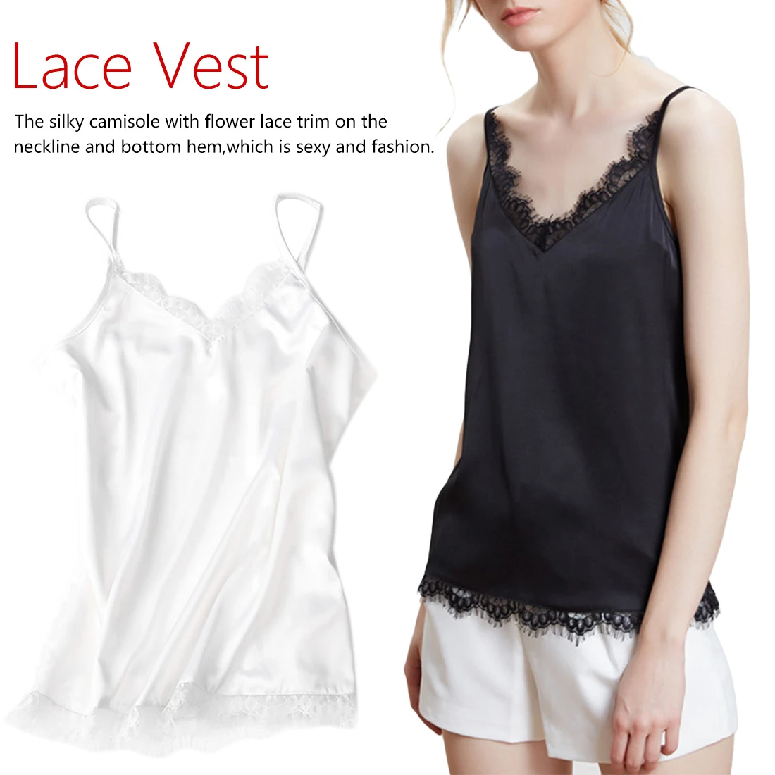 white silk tank top satin