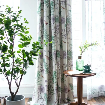 

Modern Printing Cotton Floral Curtains For Living Room Country style Floral Kitchen Cortinas Bedroom Window Screen Single Panel