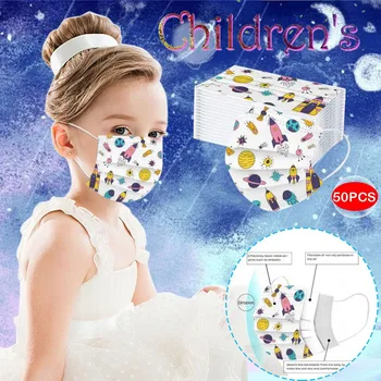 

50PC Children's mask cartoon Mascarilla Disposable mask for face mouth Breathable 3Ply Non-woven Mouth Mask Ear Loop Facemask