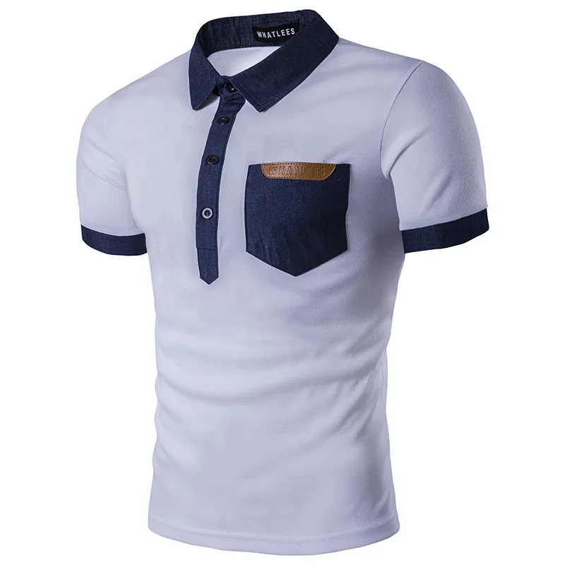 

2020 Summer Men Solid Color Short Sleeve Polo Men's Slim Fit Joint Fold-down Collar T-shirt