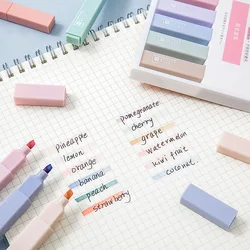 6 Colors Pastel Highlighter Set Planner Markers Fluorescent Pen for Art Painting Doodling Marking Pens School Office Stationery