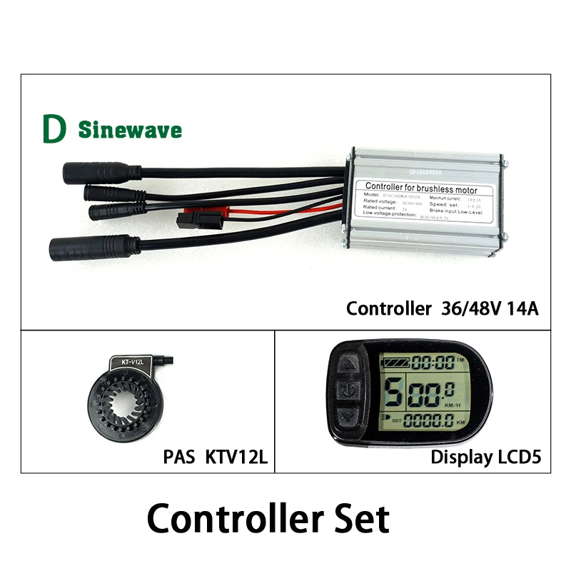 D Sine KTV12L LCD5 EJOYQI 36V48V 250 Вт весь Водонепроницаемый Контроллер 14A с светильник Fuction LCD5 дисплей PAS набор электронных велосипедов конверсионный комплект датчик Холла - Цвет: D Sine KTV12L LCD5
