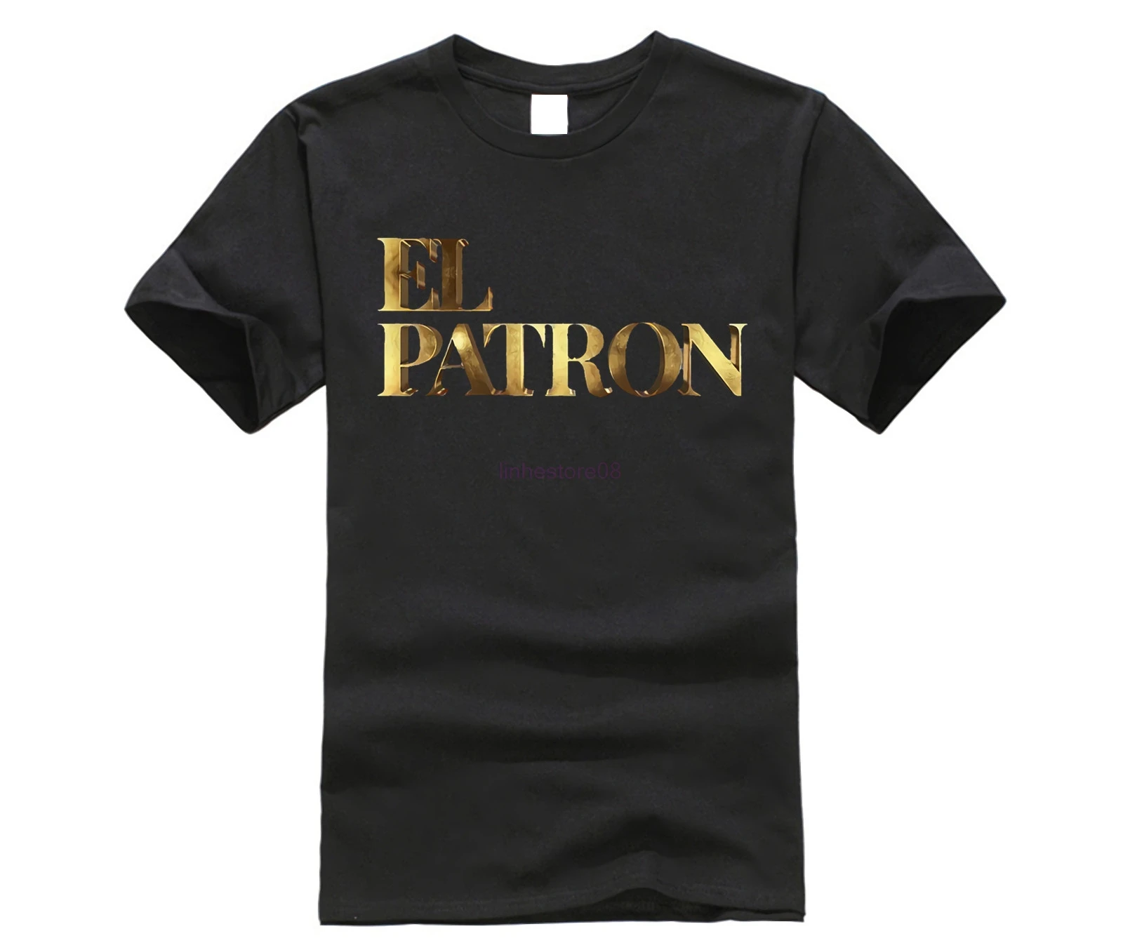 Eightin Pablo Escobar El Patron/Золотая Футболка с вырезом лодочкой и коротким рукавом 100%