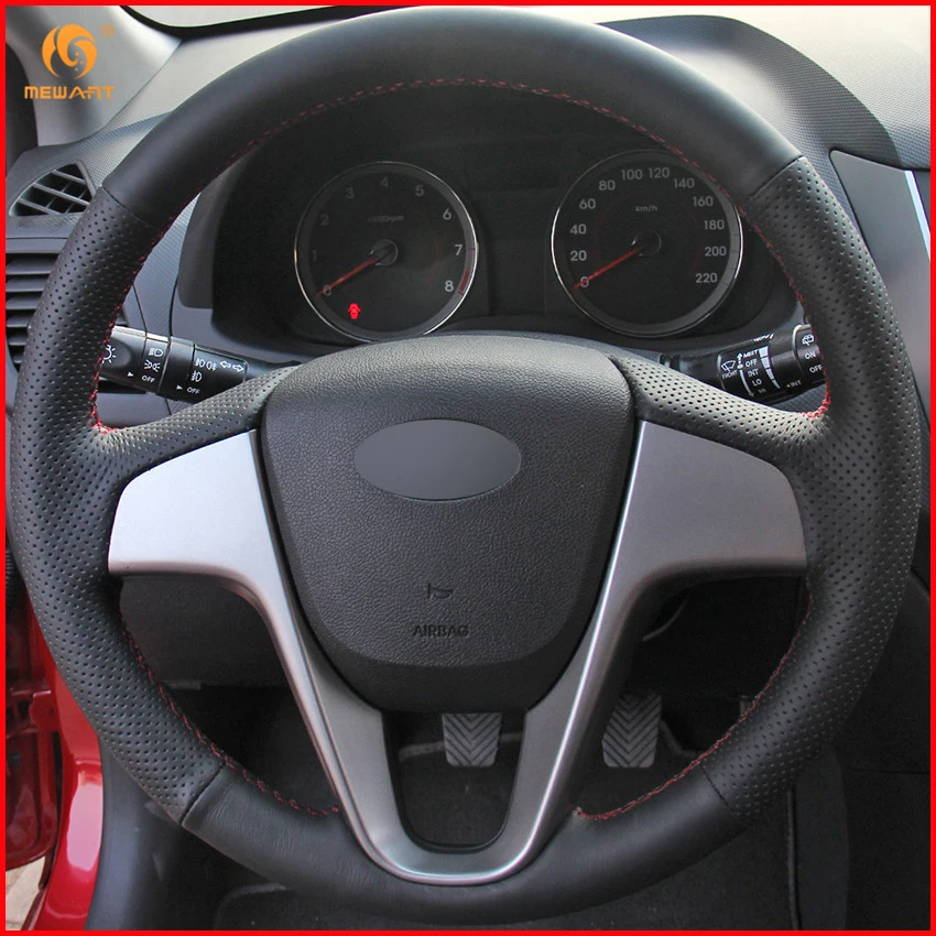 MEWANT для Hyundai Solaris 2010 2016 Verna i20 2009 2015 Accent черные чехлы рулевого колеса автомобиля из