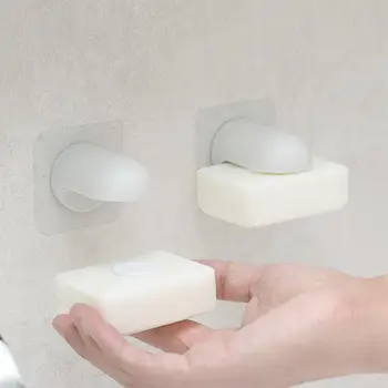 

Magnetic Soap Dish Soap Box Suction Cup Wall-mounted Drain Magnet Suction Soap Machine Free Punching Bathroom Soap Box HTQ99