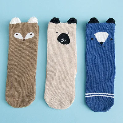 Носки 3 пар/лот,skarpetki носочки для новорожденных хлопковые полосатые носки для малышей носки для новорожденных мальчиков и девочек милые носки для малышей на осень и зиму, новые детские носки - Цвет: 3