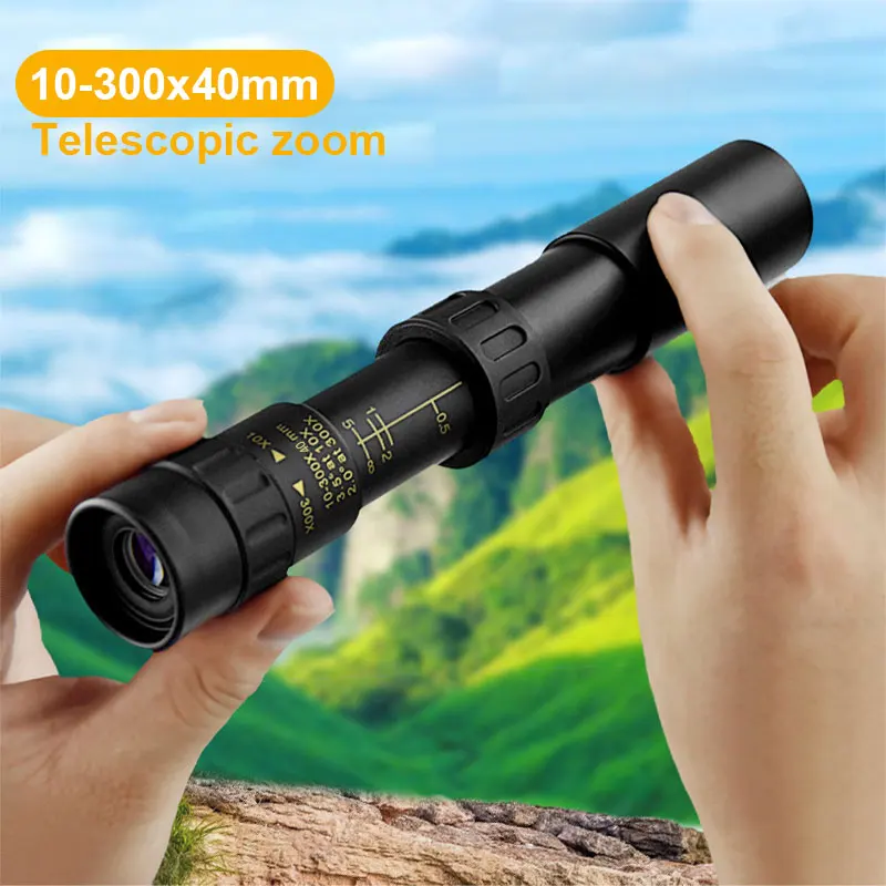 10-300x40 Camping Monocular Telescope Super Zoom Quality Eyepiece Portable Hunting Smartphone Night Vision бинокль | Инструменты