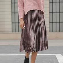 KLV модная женская модная Однотонная юбка с высокой талией повседневная юбка в складку 11,28