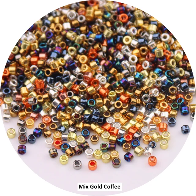 600Pcs 2mm Miyuki Delica Beads Japan Bronze Glass Beads Bohemia Style Metallic Seedbeads For DIY Jewelry Making Bracele Earring Mix Gold Coffee
