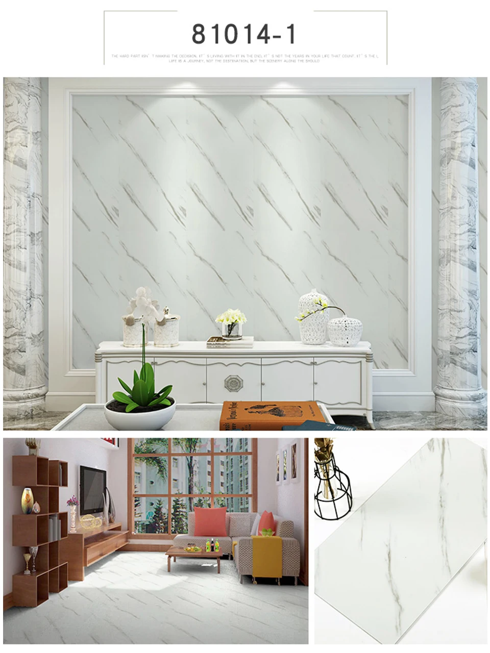 Waterproof Floor Stickers Self Adhesive Marble Wallpapers Bathroom Wall