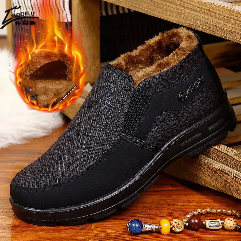$14.74 Men Shoes Winter Warm Ankle Boots Men Snow Winter Boots For Men Mens Winter Shoes Black Work Shoes