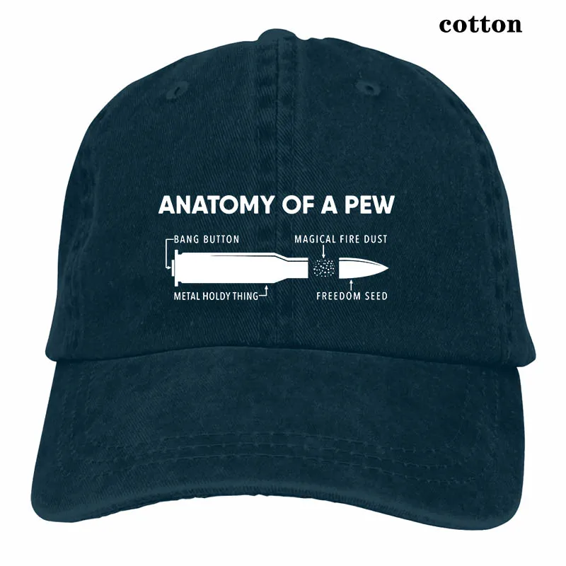 anatomy of a pew bullet funny gift Baseball cap men women Trucker Hats fashion adjustable cap - Цвет: 3-Navy