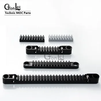 

10Pcs/lot MOC Technic Gear Rack 1x13 with Axle Holes Building block Parts set Toys Compatible with technic 87761 64781 6630 Part