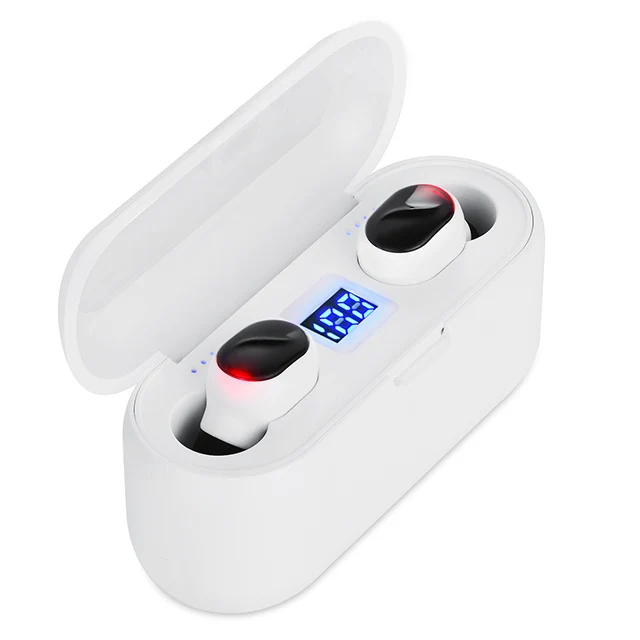 white TWS Bluetooth 5,0, наушники, мини беспроводные наушники, стерео наушники, Спортивная гарнитура, audifonos para celular Elari, светодиодный дисплей, 8D, бас - Цвет: white