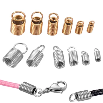 

50pcs Stainless Steel Spring Crimp Clasps Leather Ends Fastener End Cord Caps Accessory For DIY Bracelet Necklace Jewelry Making