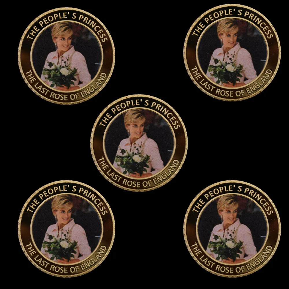 5 шт./компл. 24k Золотая монета Diana Princess of Wales Позолоченные памятные коллекционные