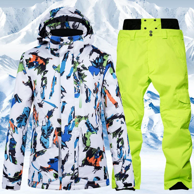 

New Men Ski Jacket Ski Pants Winter Warm Windproof Waterproof Outdoor Sports Snowboarding Brands Ski Coat Trousers Ski Suit