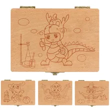 Деревянная коробка с лиственными зубами ya wu Teeth Lanugo, коллекционная коробка для рукоделия, подарок для ребенка, 12 символов, Китайский Зодиак