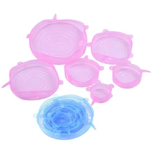 12 шт. Мягкая силиконовая крышка для свежих продуктов обертывания чаша чашка-заварник крышка Печать Многоразовые, 6 шт. синий и 6 шт. розовый