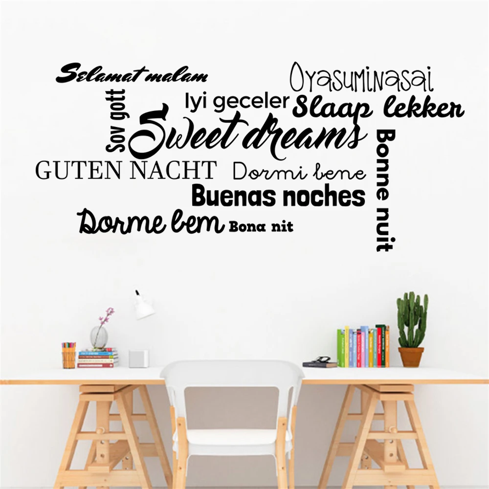 

Multiple National Languages Wall Decals Buenas Noches Spanish Quotes Mural Stickers Vinyl Room Livingroom Decor Poster RU2501