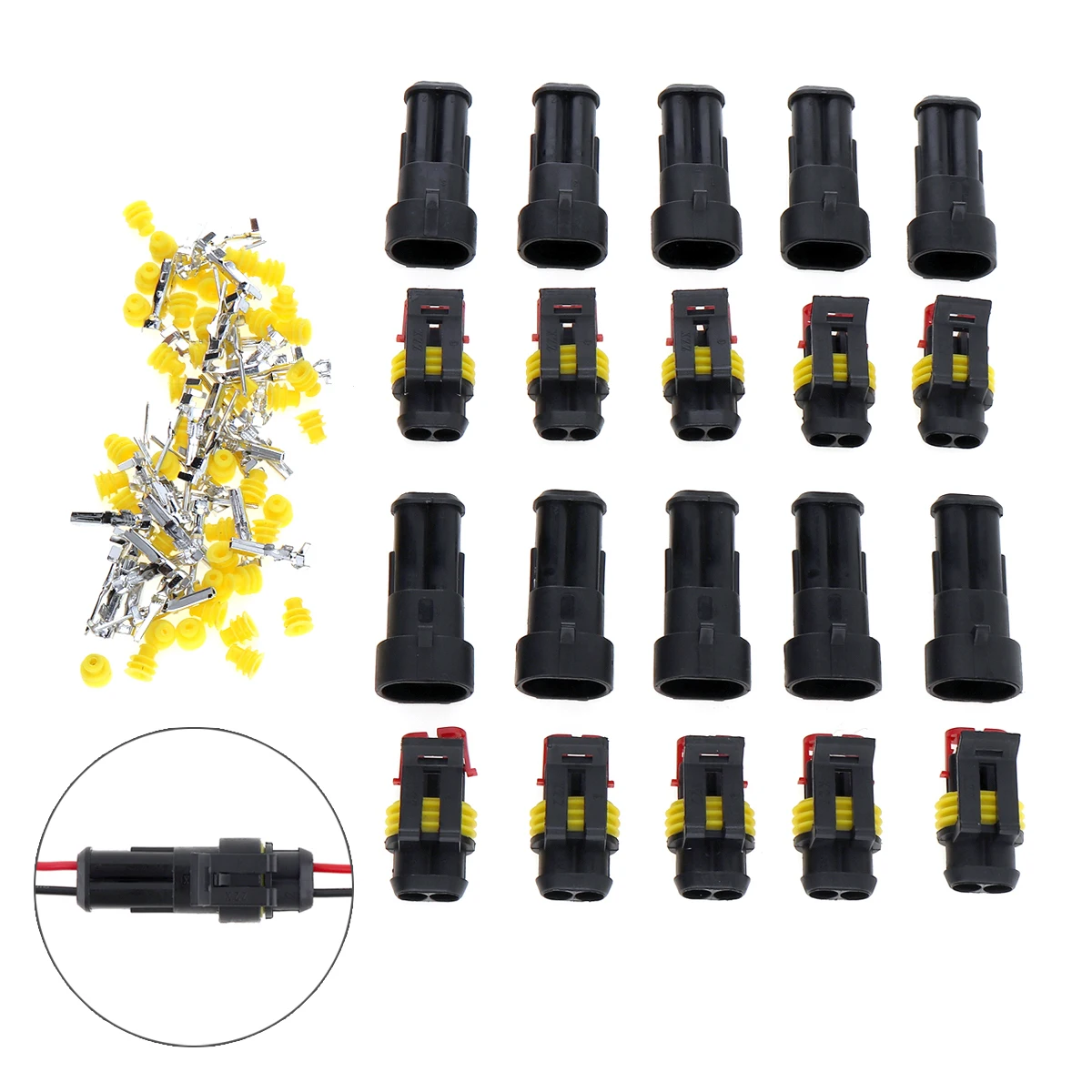 

10Pcs Waterproof Electrical Automotive Wire Connector Plug Terminals Truck Car 2 Pin Way AMP Super Seal Connector Plug