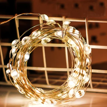 

LED String lights 10M 5M 2M Silver Copper Wire Garland Home Christmas Wedding Party Decoration Powered Battery by 5V Fairy light