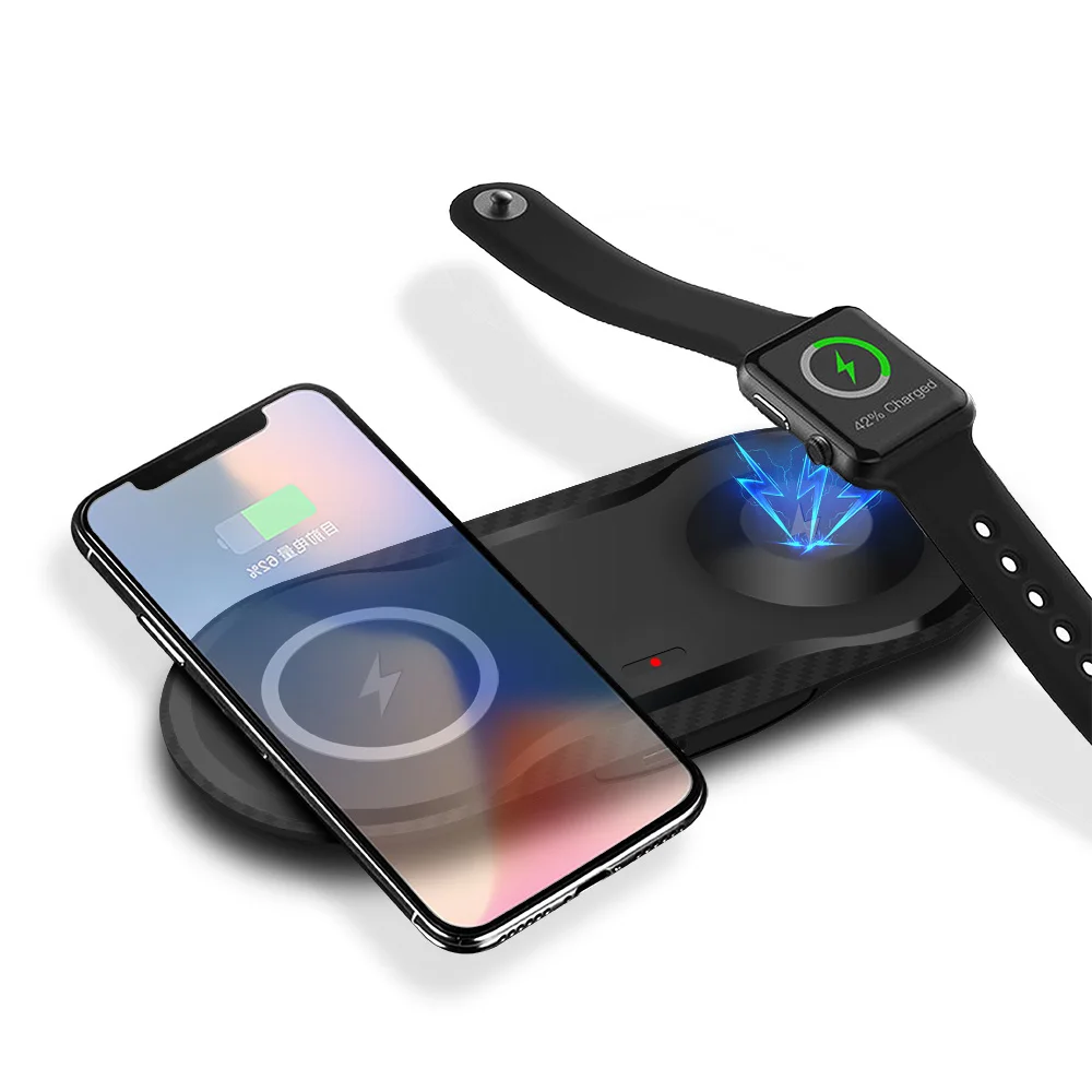 FDGAO 2 в 1 Qi Беспроводное зарядное устройство для Airpods Apple Watch 5 4 3 iWatch 10 Вт Быстрая Двойная зарядная подставка для iPhone 11 Pro XS Max X XR 8 - Цвет: Watch and Phone