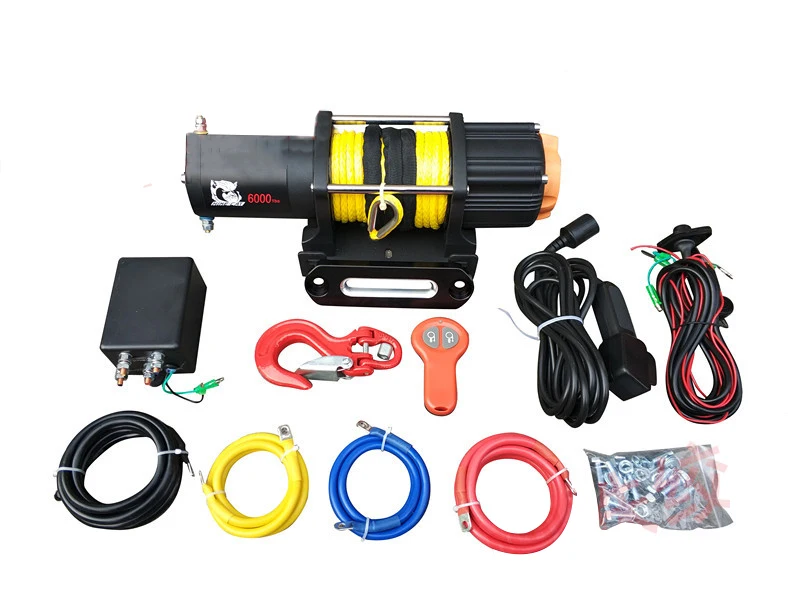 

6000LB 12V electric winch with wireless remote control Car truck auto barge trailer hand tool puller with flexible rope