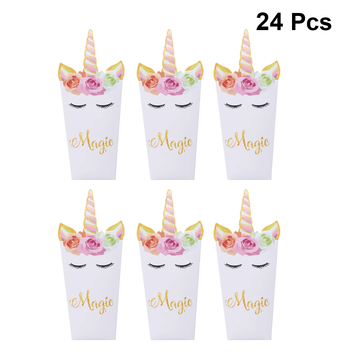 

24cs Decorative Popcorn Box Party Favors Snack Box Rainbow Unicorn Paper Popcorn Boxes Pop Corn Candy Boxes Baby Shower Birthday