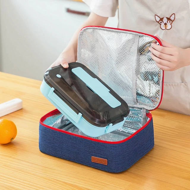 Flat Rectangle Small Lunch Box Portable Bag Cooler Thermal Meal