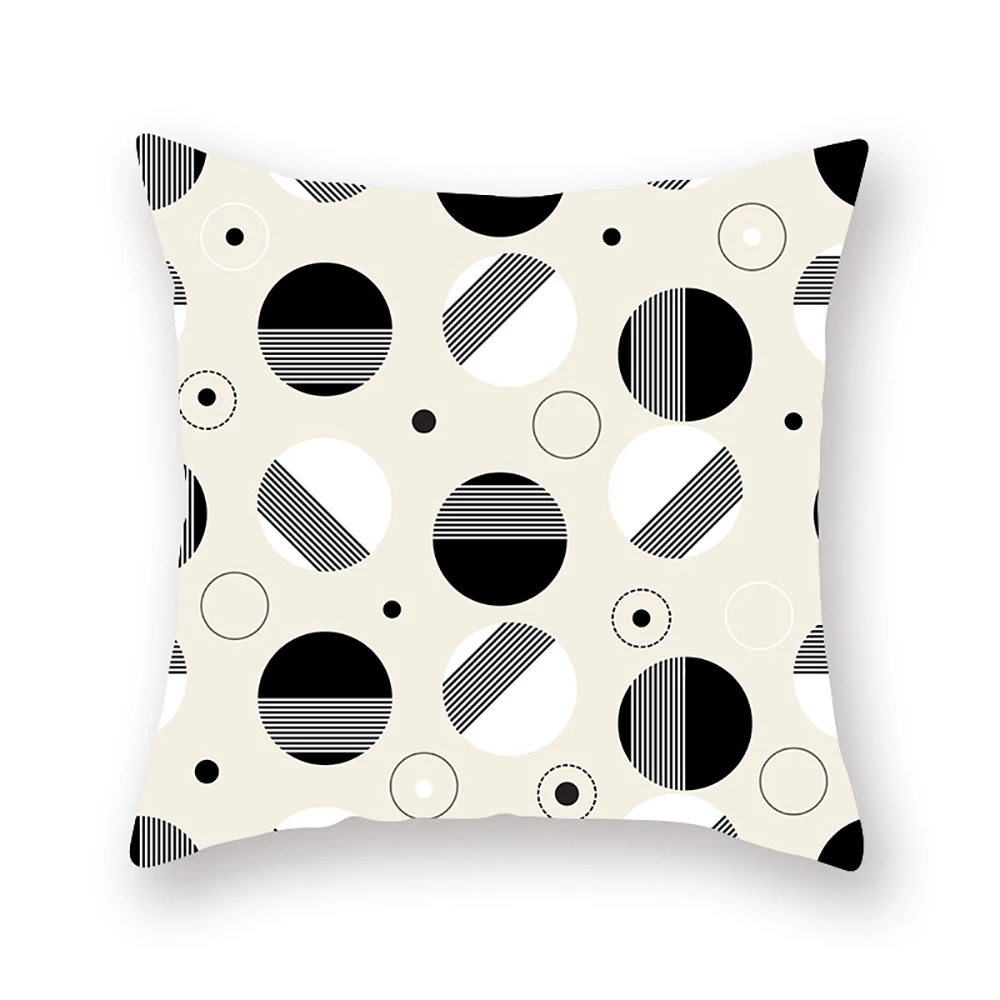 Lychee Black and White Cushion Cover Printed Sofa Decorative Cushion Case Home Sofa Throw Pillow Case - Цвет: 16