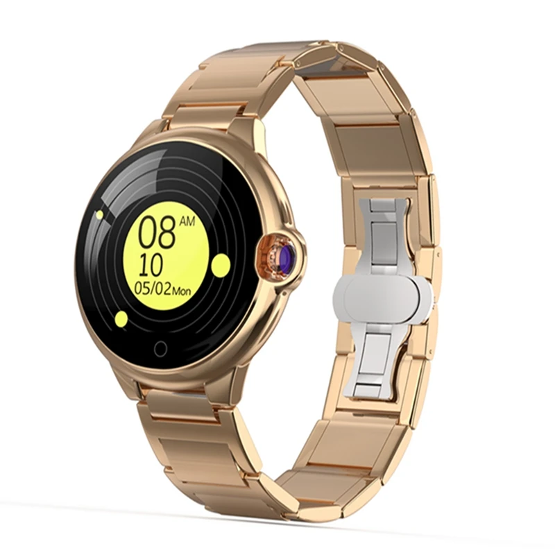 Gold stainless Bakeey DR88 сапфир Стекло Экран ультра-тонкий корпус устройство для отслеживания сердцебиения во время сна bluetooth сидячий длинные напоминание в режиме ожидания модные часы Smart Watch - Цвет: Gold stainless