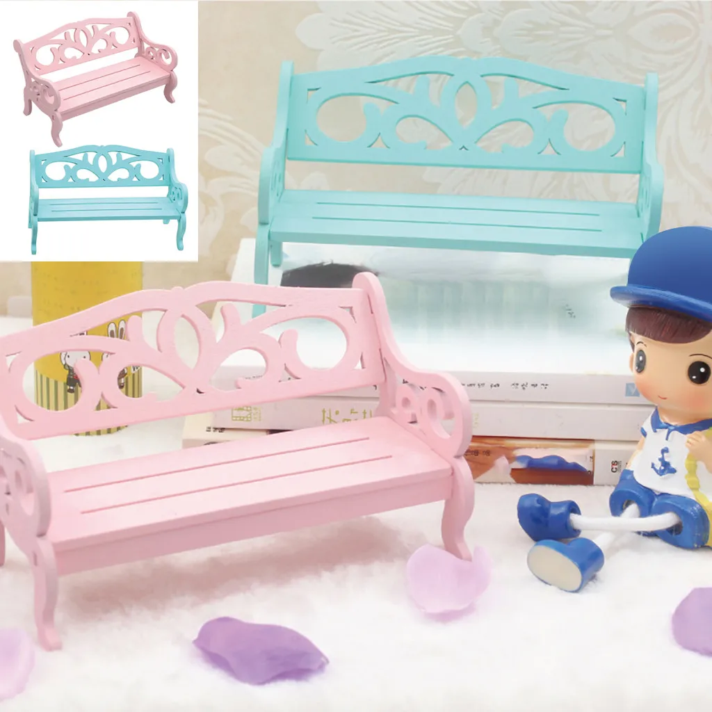 Hot! Dollhouse Miniature Furniture Wooden DIY Bench Chair Kids Play Toy Home Decro Baby Toys New Year Gift Juguetes игрушечный |