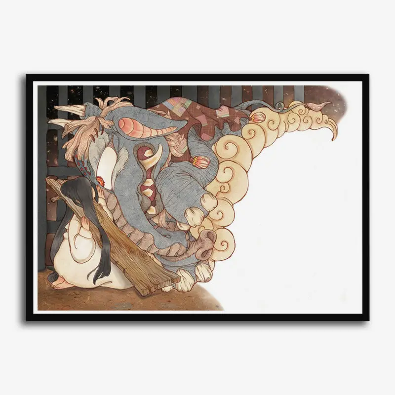 Korean illustration Vintage White Coated Paper Poster For Home Bar Living Decor high quality poster wall sticker Frameless