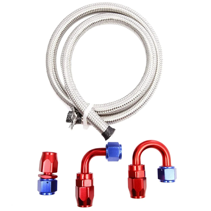 

Oil Cooler Quick Connector AN10 Stainless Steel Flexible Braided Fuel Cooler Hose 1M with 3 Adapters 1X0 Degrees, 1X 90 Degrees,