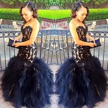 Сексуальные Длинные Выпускные платья Русалка Милая бисером Черное вечернее платье с кружевной аппликацией вечерние платья одежда многоярусные юбки robe de soriee